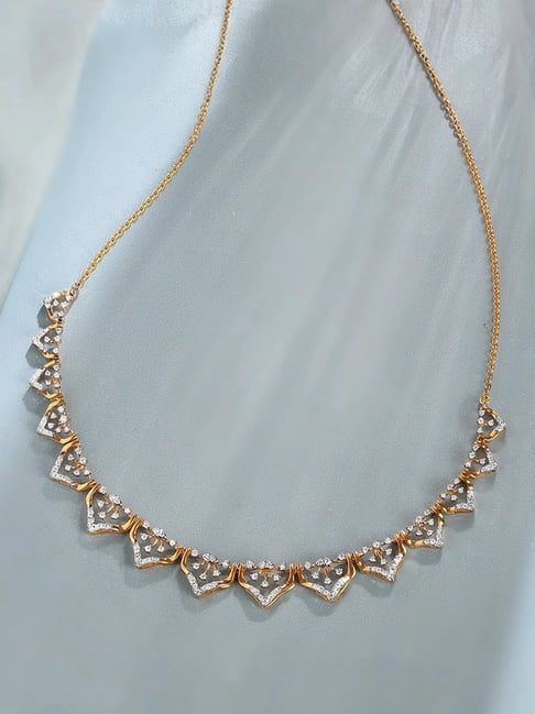 Mia by Tanishq Geometric Chic Gold Diamond Necklace for Women