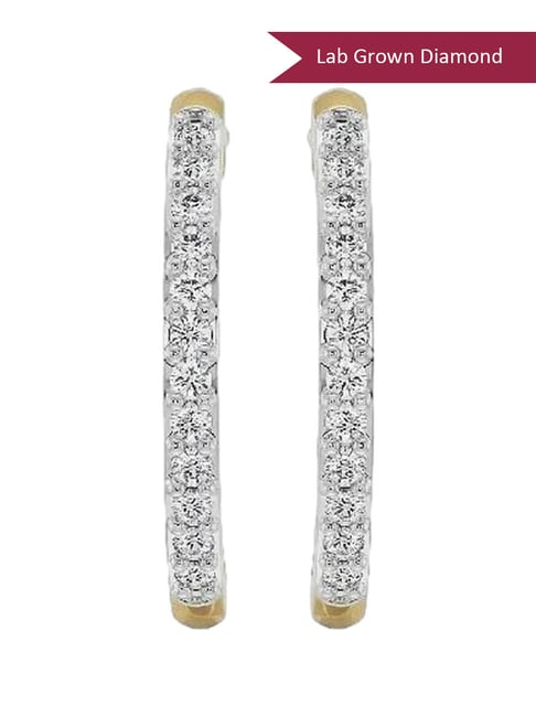 Emori 14k Yellow Gold & Diamond Semi Round Hoops Hoop Earrings