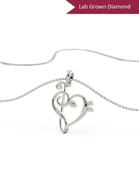 Emori 18k White Gold & Diamond Heart Beat Pendant