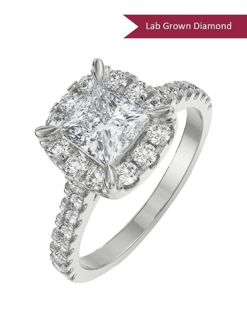 emori 18k white gold & diamond princess cut bridal ring
