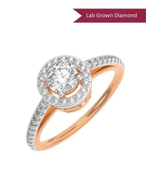 Emori 18k Rose Gold & Diamond Halo Round Ring
