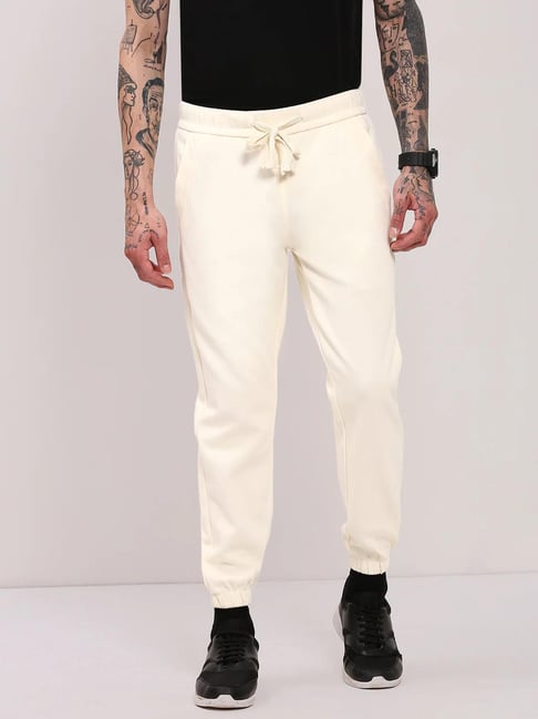 Buy Showoff Cream Cotton Slim Fit Jogger for Womens Online Tata CLiQ