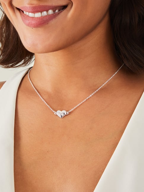 Buy Accessorize London Silver-Plated Heart Necklace at Best Price