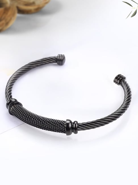 Peora Black Stainless Steel Kada Bracelet-picture-26