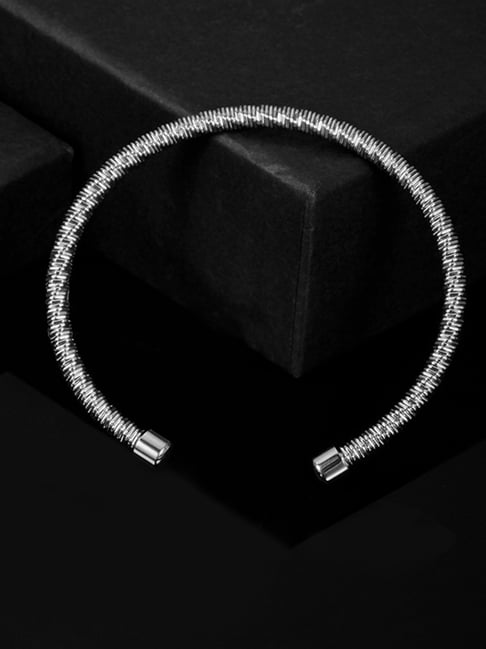 Peora Silver Stainless Steel Kada Bracelet-picture-17