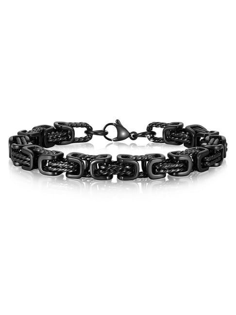 Peora Black Stainless Steel Openable Link Bracelet-picture-40