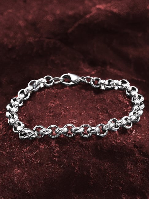 Peora Silver Stainless Steel Openable Link Bracelet-picture-20