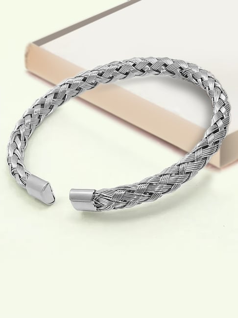 Peora Silver Stainless Steel Kada Bracelet-picture-18