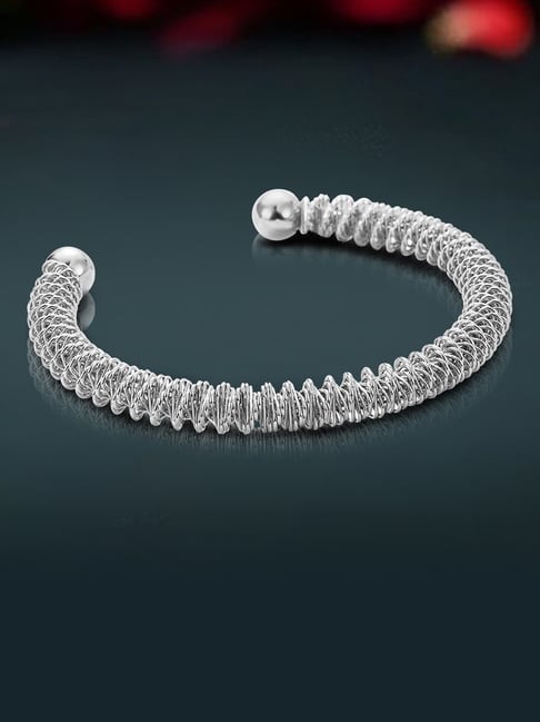 Peora Silver Stainless Steel Kada Bracelet-picture-15