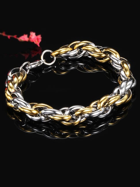 Peora Silver & Gold Stainless Steel Bracelet-picture-13