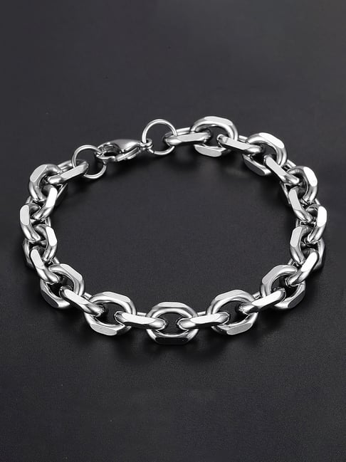 Peora Silver Stainless Steel Openable Link Bracelet-picture-21