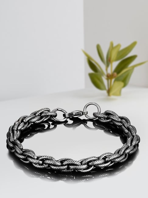 Peora Black Stainless Steel Openable Link Bracelet-picture-48