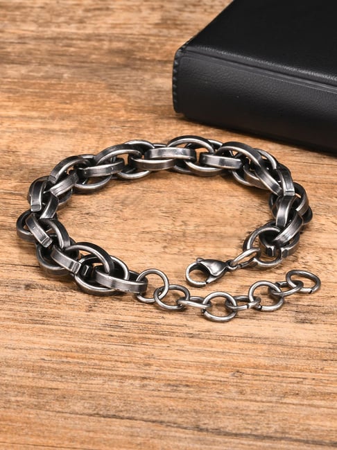 Peora Grey Stainless Steel Openable Link Bracelet-picture-28
