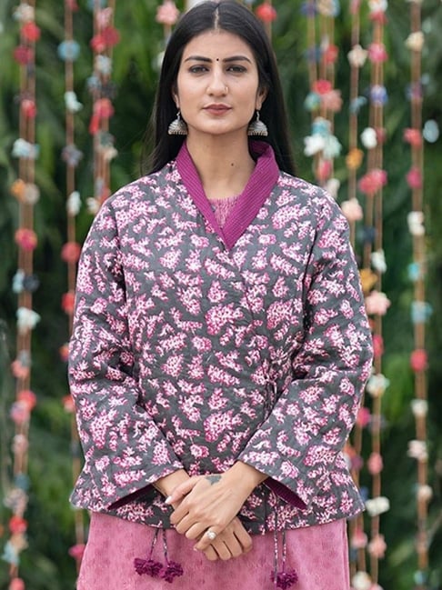 Dharan Overlap Quilted Charcoal Jacket-picture-19