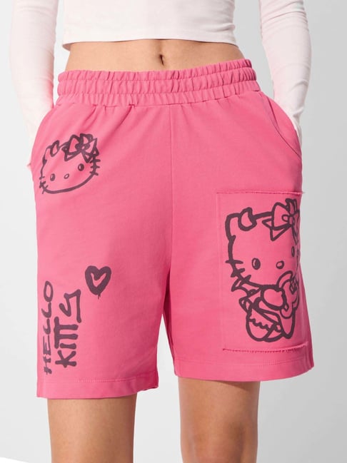 The Souled Store Pink Printed Shorts