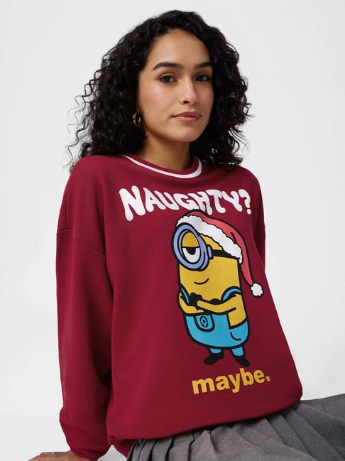 Buy The Souled Store Red Printed Sweatshirt for Women Online