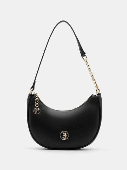 Polo Black Solid Shoulder Handbag