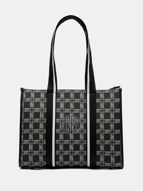 Polo Black Printed Tote Handbag