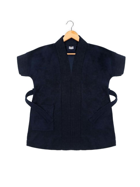 Creeva Navy Blue Micro Terry 120 GSM Melodious Kids Bathrobe 2-3 Yrs