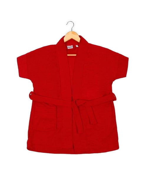 Creeva Red Micro Terry 120 GSM Melodious Kids Bathrobe 0-1 Yrs