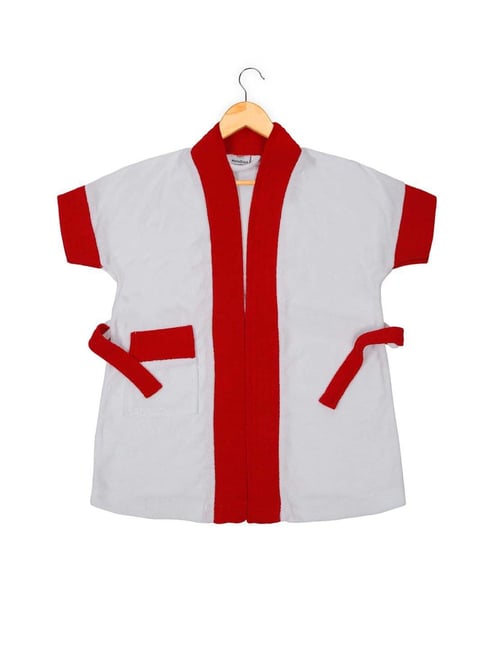 Creeva Grey & Red Micro Terry 120 GSM Melodious Kids Bathrobe 2-3 Yrs