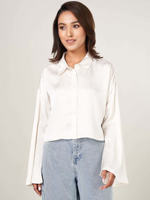 People by Pantaloons White Solid Shirt-picture-36