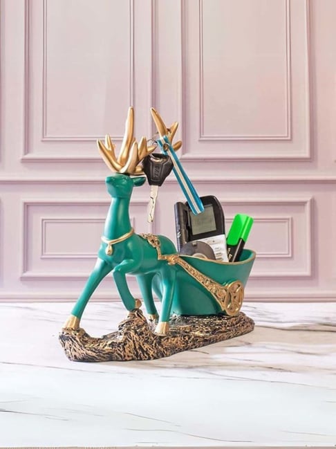 Smokey Cocktail Green Resin Deer Decorative Organizer-picture-17