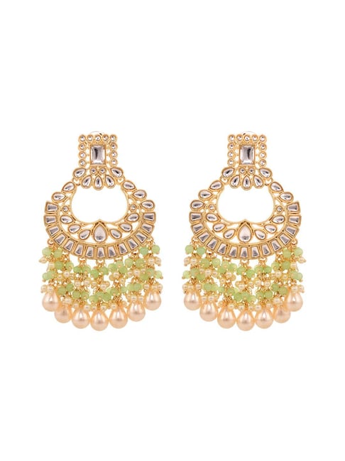 Saraf RS Jewellery Sea Green Statement Brass Earrings for Women-picture-27