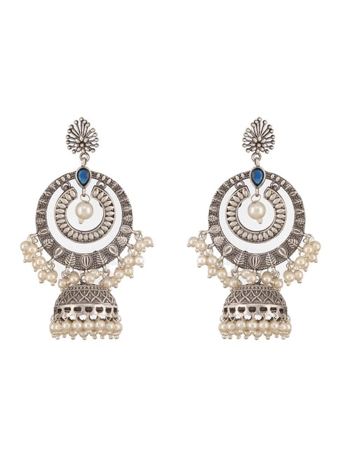 Saraf RS Jewellery Silver Statement Brass Earrings for Women-picture-31