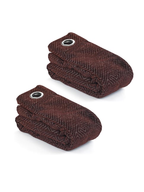 Saral Home Brown Polyester Geometric Curtain-picture-37