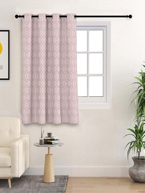 Saral Home Beige Cotton Geometric Curtain