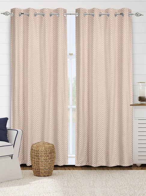 Saral Home Beige Cotton Geometric Curtain