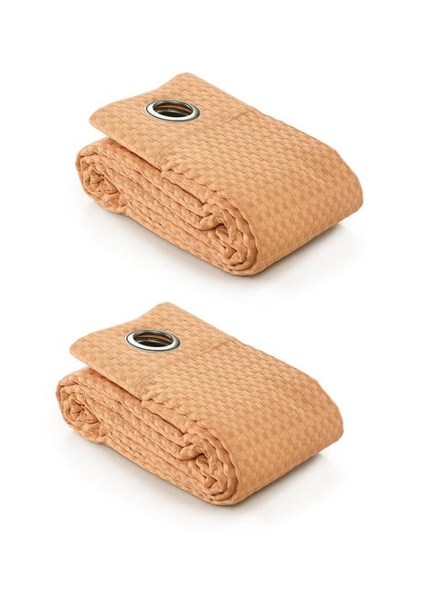 Saral Home Beige Cotton Checkered Curtain