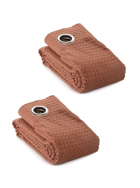 Saral Home Brown Cotton Checkered Curtain-picture-20