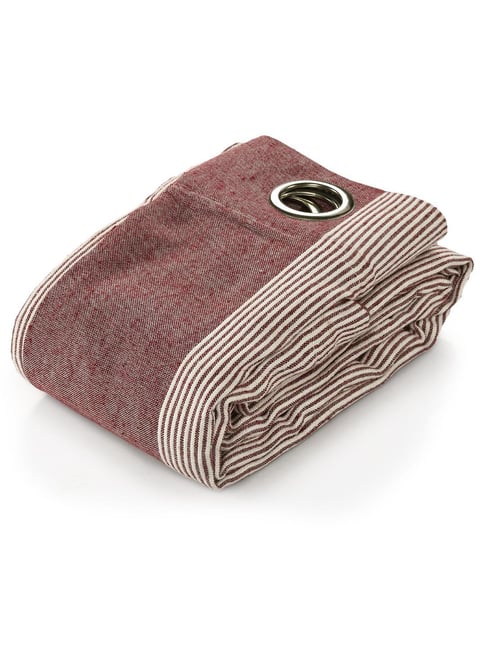 Saral Home Mehroon Cotton Stripe Curtain-picture-14