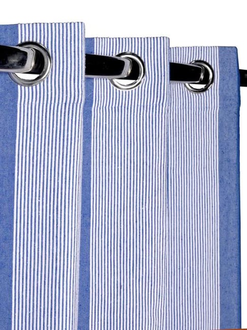 Saral Home Blue Cotton Stripe Curtain-picture-48