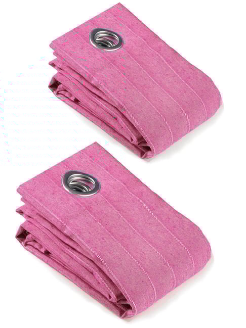 Saral Home Pink Cotton Plain Curtain-picture-35