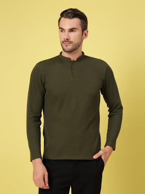 Buy Rigo Olive Cotton Slim Fit T-Shirt For Mens Online Tata Cliq