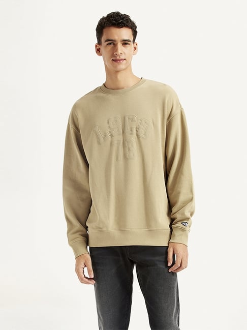 【送料&関税込】Autry Beige Crewneck Sweater With Logo Patch Autry Beige Crewneck Sweater With Logo Patch In Fabric Man