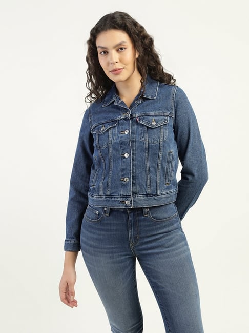 Buy Levi's Dark Blue Regular Fit Denim Jacket for Women Online - Main Image