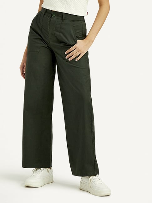 Levi's Olive Cotton Straight Fit Trousers-picture-46