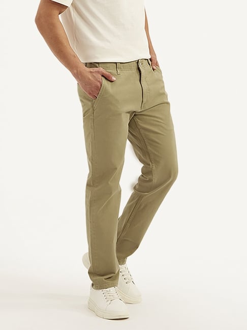 Levi's Khaki Cotton Tapered Fit Trousers