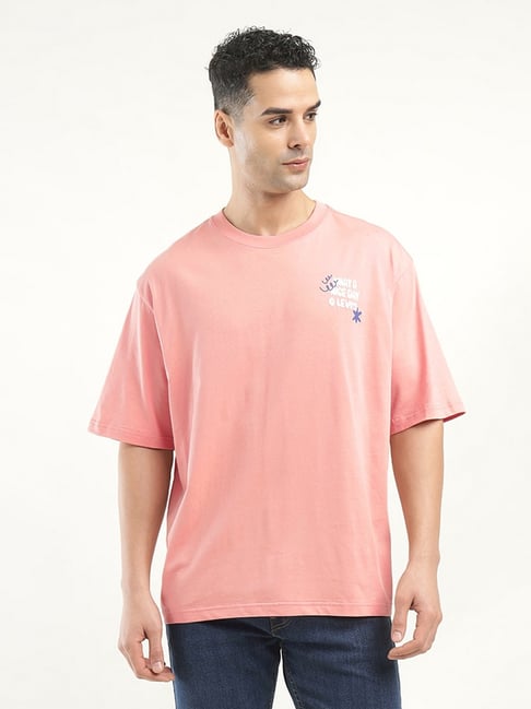 Levi's Peach Cotton Loose Fit Printed T-Shirt