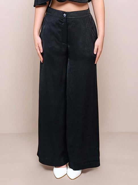 Zink London Black Plain Trousers-picture-20