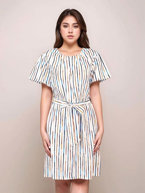Buy Zink London White Striped A-Line Dress for Women Online @ Tata CLiQ