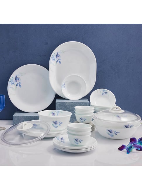 Corelle Multicolor Glass Blue Floral Bachelor Set 4 Pcs