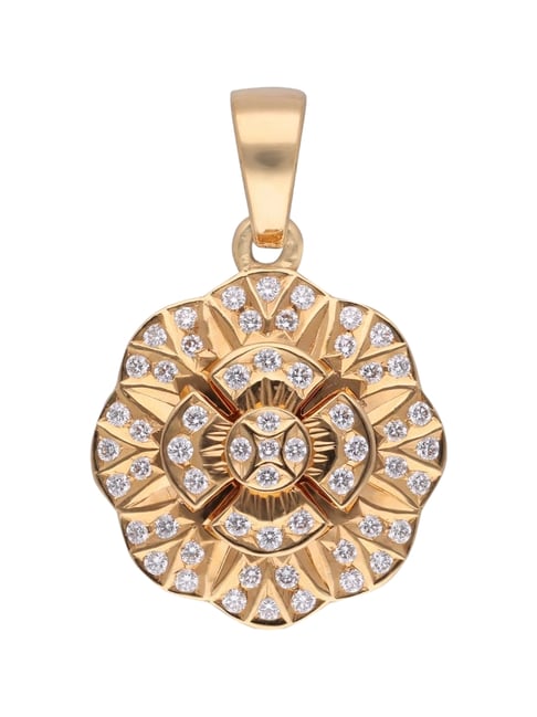 Buy By CKC 22k Gold Diamond Radiant Floral Pendant
