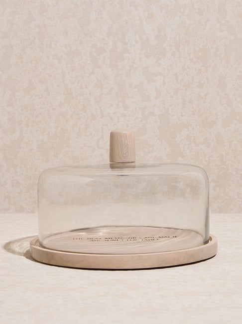 Westside Home Clear Glass Cloche with Wooden Base