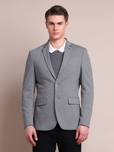 Arrow Grey Regular Fit Texture Blazer
