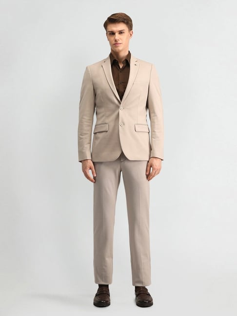 Arrow Beige Regular Fit Two Piece Suit